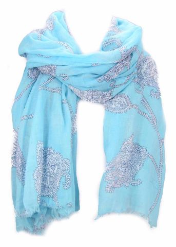 FOULARD AZUL TULIPAS BLANCAS