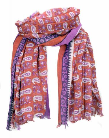 FOULARD ROJO Y LILA CACHEMIR