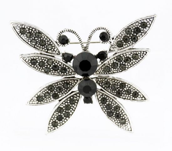 BROCHE MARIPOSA MARCASITAS NEGRO