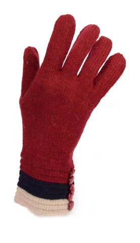 GUANTES LANA 5 BOTONES GRANATE