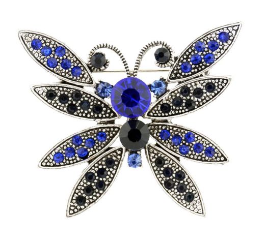 BROCHE MARIPOSA MARCASITAS AZUL