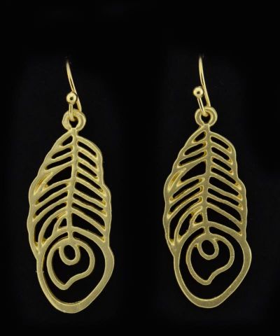 PENDIENTES PLUMA METAL DORADO