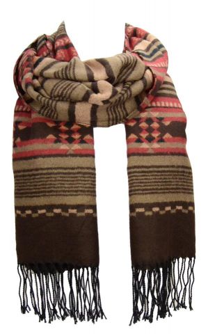 FOULARD MANTA AZTECA GRECA L MARRON