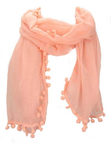 FOULARD LISO POMPONES NIÑA SALMON