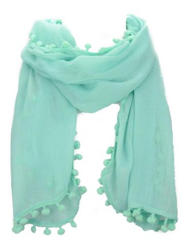 FOULARD LISO POMPONES NIÑA VERDE