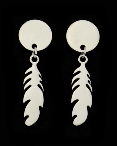 PENDIENTES ACERO PLUMA