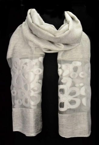 FOULARD FRANJA VOILE GRIS