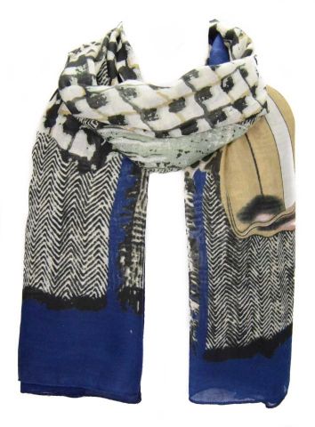 FOULARD CUADROS PATA GALLO A AZUL