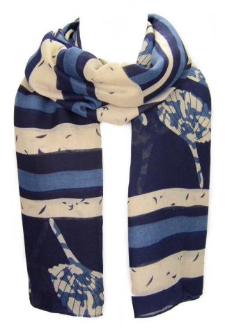 FOULARD RAYAS LUNARES Y FLOR AZUL