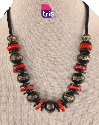 COLLAR CORTO NEGRO ROJO ANT