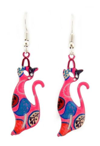 PENDIENTES GATO ROSA