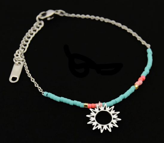 PULSERA ACERO BOLITAS COLORES+SOL