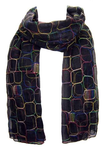 FOULARD RECTANGULOS BORDADOS NEGRO