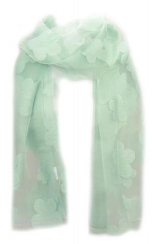 FOULARD TRANSPARENTE FLORES VERDE