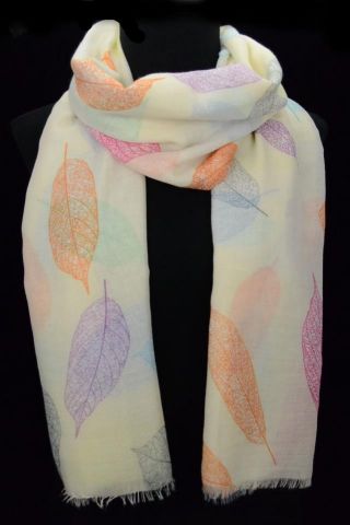 FOULARD HOJAS  BLANCO