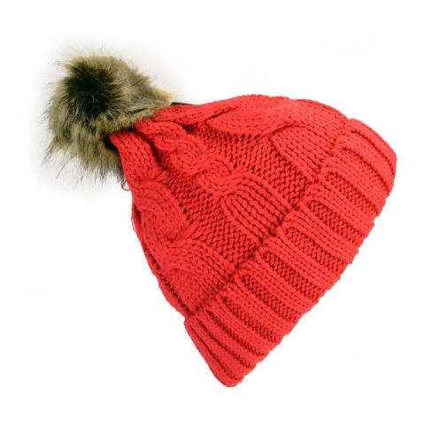 GORRO LISO OCHOS POMPON SI ROJO