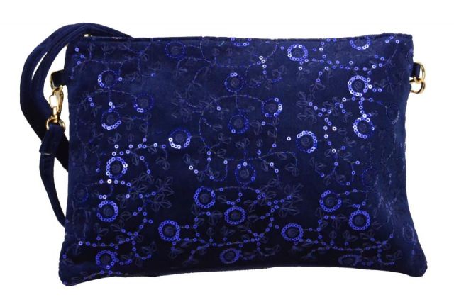 BOLSO SOBRE VELVET BORD IN AZUL