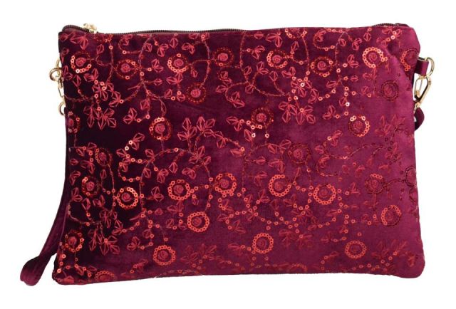 BOLSO SOBRE VELVET BORD IN GRANATE