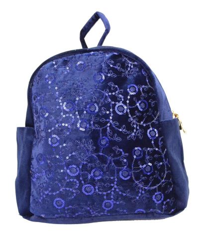 MOCHILA P VELVET BORDADO AZUL