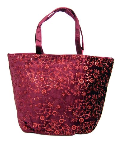 BOLSO VELVET SHOPPING BORD GRANATE