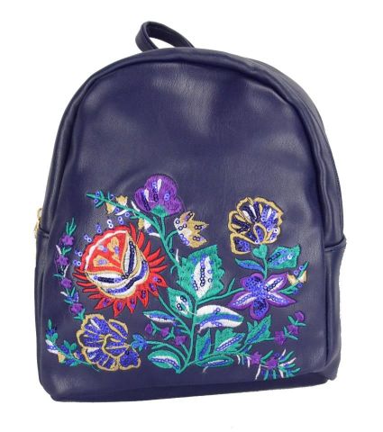 MOCHILA MINI FLORES BORD. AZUL