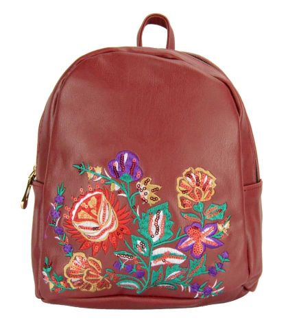 MOCHILA MINI FLORES BORD. GRANATE