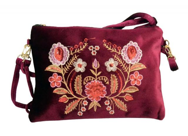 BOLSO SOBRE FLORES BORD. GRANATE