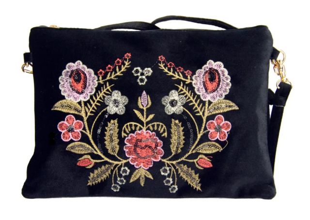 BOLSO SOBRE FLORES BORD. NEGRO