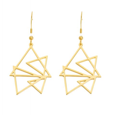 PENDIENTES ACERO TRIANGULOS CHAPADO