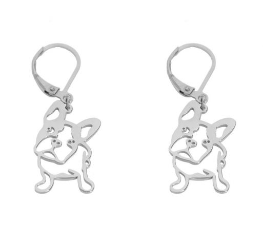 PENDIENTES ACERO BULLDOG BLANCO