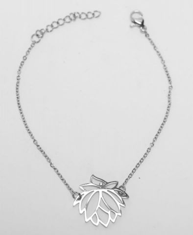 PULSERA ACERO LOTUS TROZ BLANCO