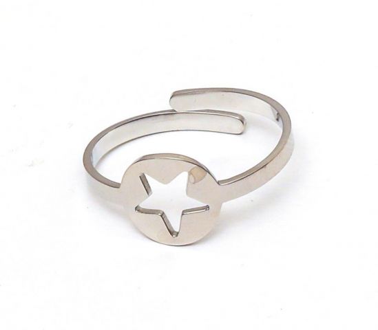 ANILLO ACERO ESTRELLA HUECA BLANCO