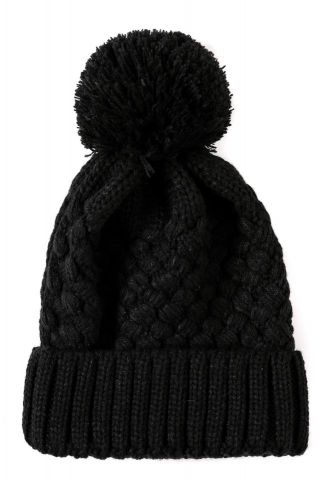 GORRO TRENZADO DIAGONAL NEGRO