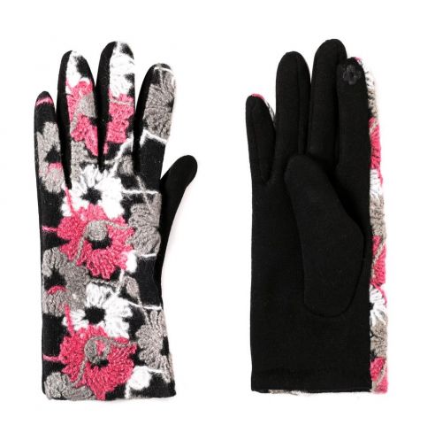 GUANTES BORD. FLOR CENT HUEC FUCSHIA