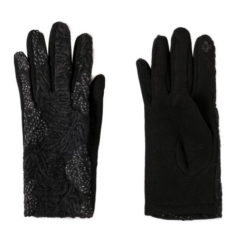 GUANTES BORDADOS HOJA NEGRO