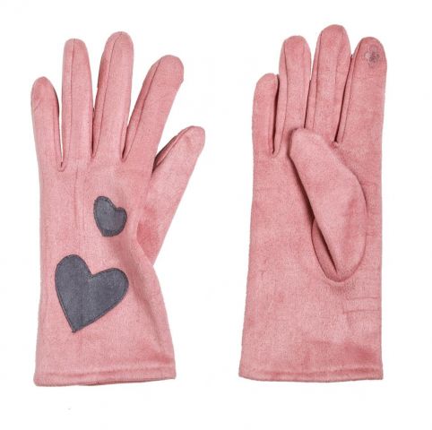 GUANTES 2 CORAZONES ROSA