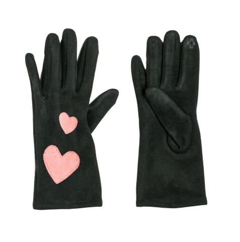 GUANTES 2 CORAZONES NEGRO