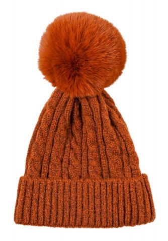 GORRO OCHOS POMPON ACRILIC CUERO