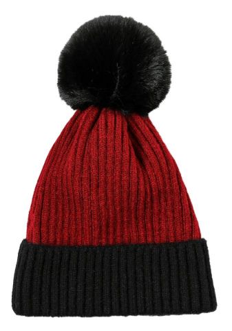 GORRO CON VUELTA BICOLOR GRANATE