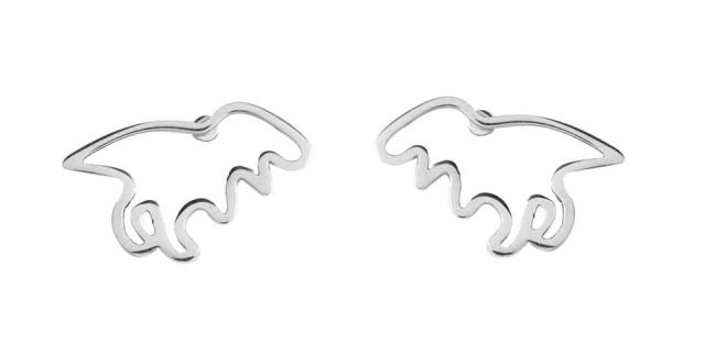 PENDIENTES ACERO DINOSAURIO SIL BLANCO