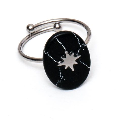 ANILLO ACERO PIEDRA ESTRELL BLANCO