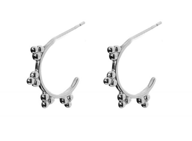 PENDIENTES ACERO TRIO BOLAS BLANCO