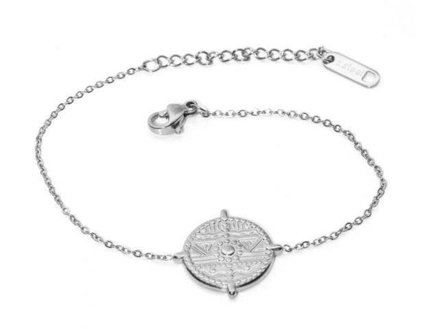 PULSERA ACERO CIRC. AZTECA BLANCO