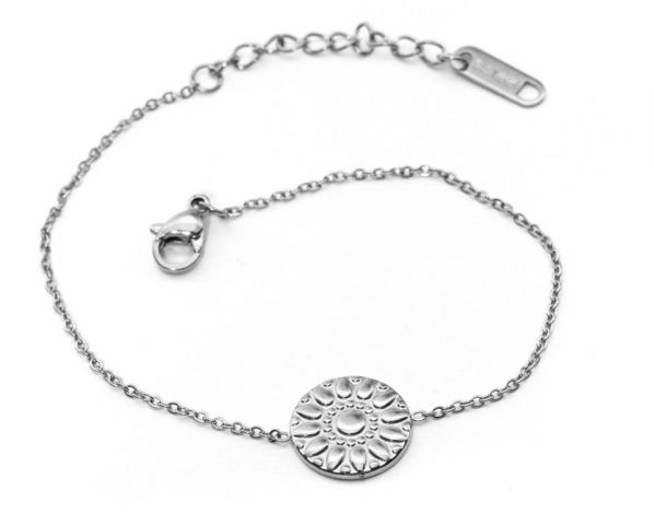 PULSERA ACERO CIRC PETALOS R BLANCO