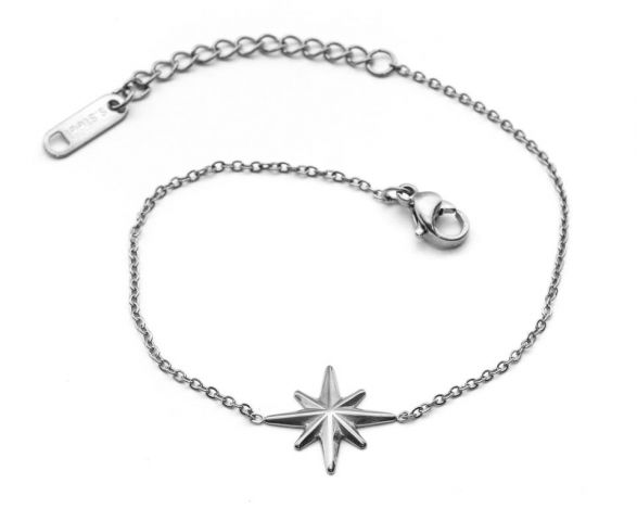 PULSERA ACERO ESTRELLA BRUJU BLANCO