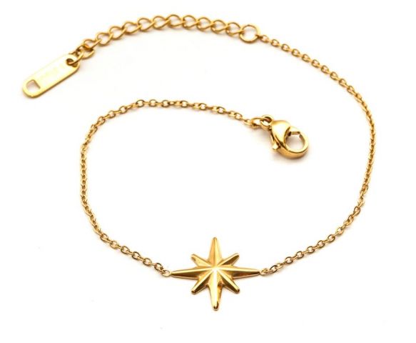 PULSERA ACERO ESTRELLA BRUJU CHAPADO