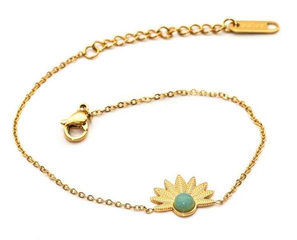 PULSERA ACERO MEDIA FLOR NAT CHAPADO