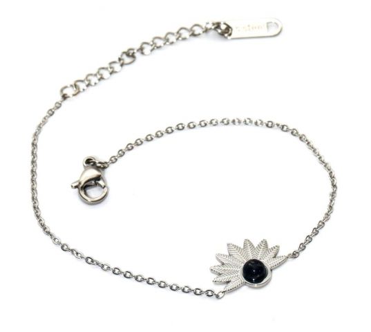 PULSERA ACERO MEDIA FLOR AGU BLANCO