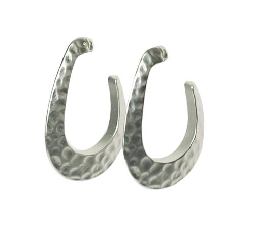 PENDIENTES ARO OVAL PICADO PLATEADO