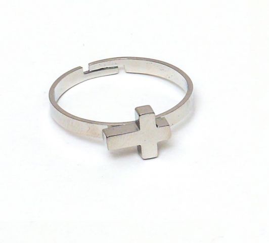 ANILLO ACERO CRUZ BLANCO